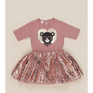 HuxBaby Heart Bear Ballet Dress Berry 4 Years